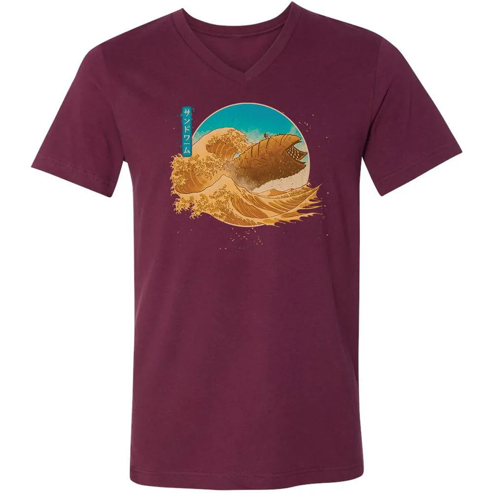 Unisex V-Neck T-Shirt - VXWQQW9Z - Maroon - 6