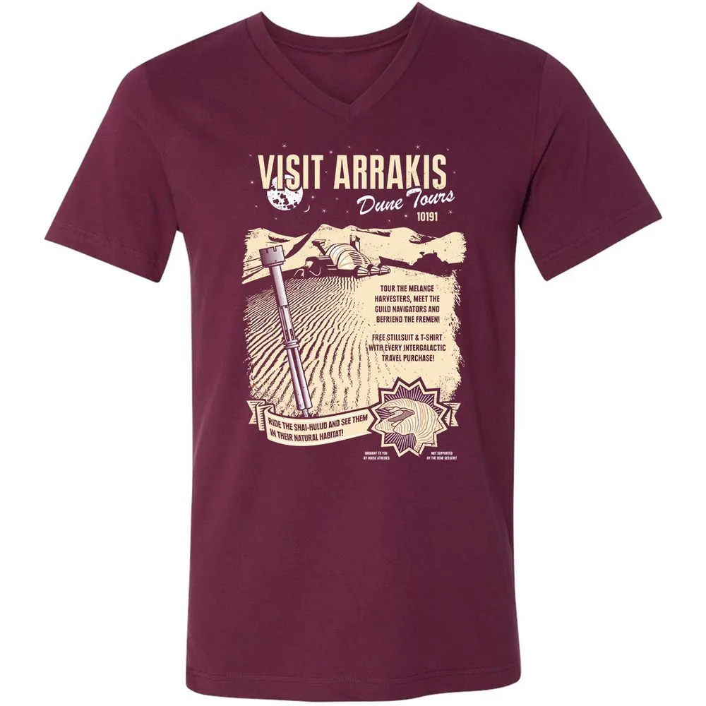 Unisex V-Neck T-Shirt - DDZYQH5R - Maroon - 6