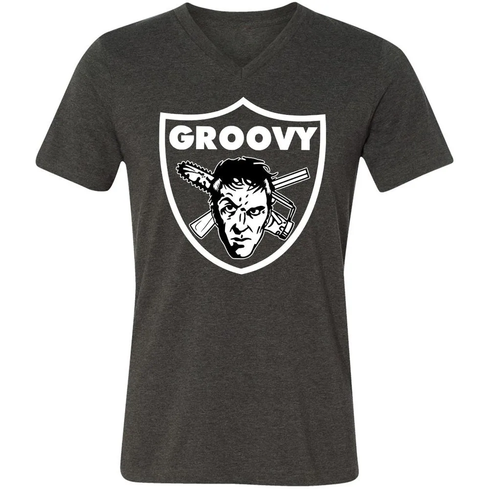 Unisex V-Neck T-Shirt - JSKTWD27 - Dark Grey Heather - 8