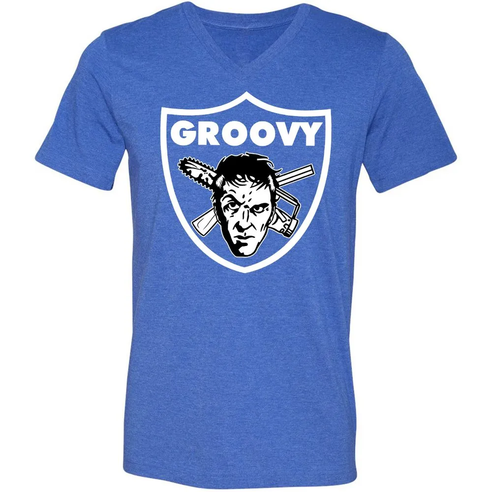 Unisex V-Neck T-Shirt - JSKTWD27 - Heather True Royal - 14