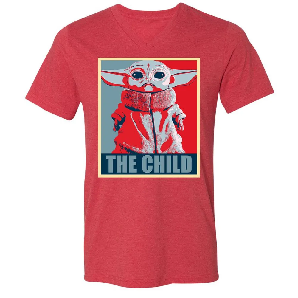 Unisex V-Neck T-Shirt - KJCUV2SZ - Heather Red - 16