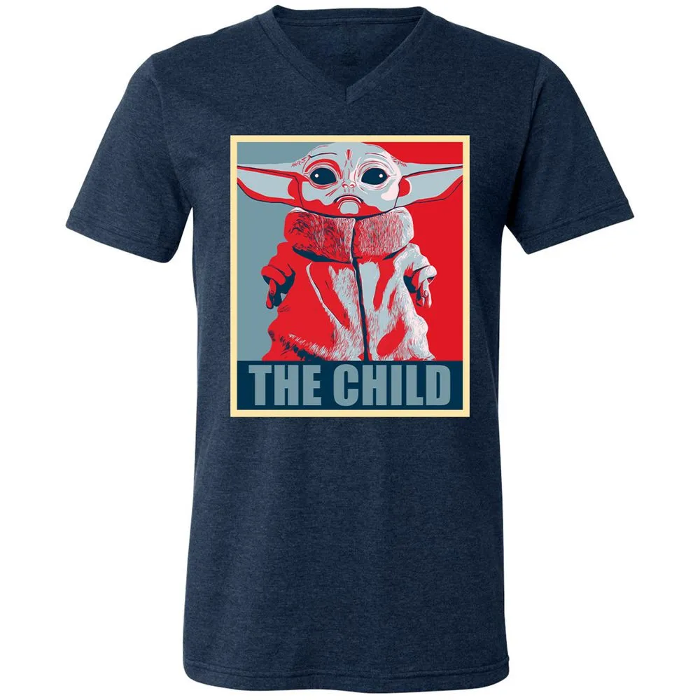 Unisex V-Neck T-Shirt - KJCUV2SZ - Heather Navy - 15