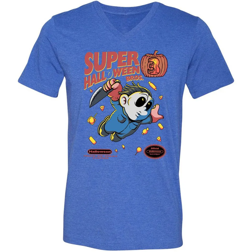 Unisex V-Neck T-Shirt - DLVH5R33 - Heather True Royal - 14