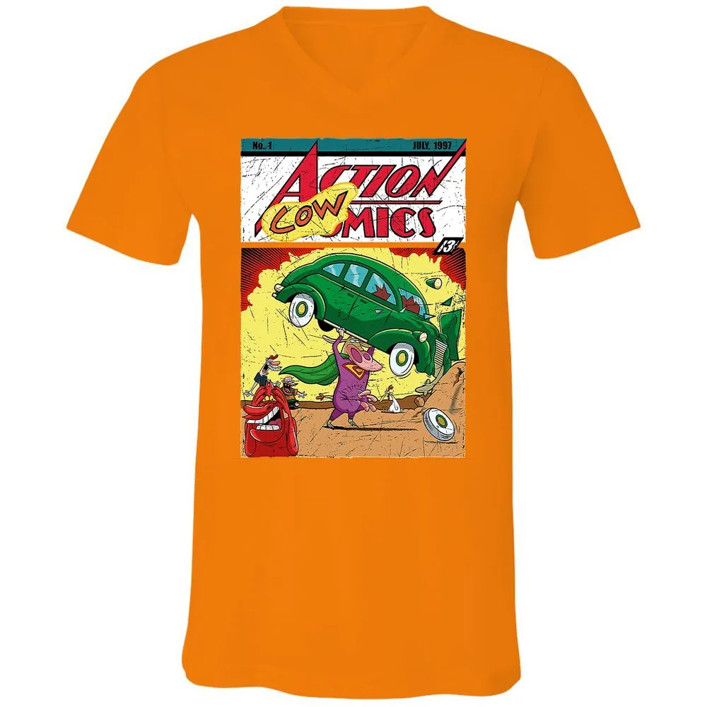 Unisex V-Neck T-Shirt - B6DDSGGC - Orange - 11