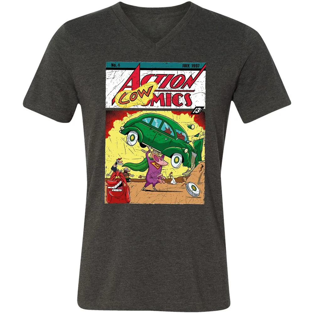 Unisex V-Neck T-Shirt - B6DDSGGC - Dark Grey Heather - 8