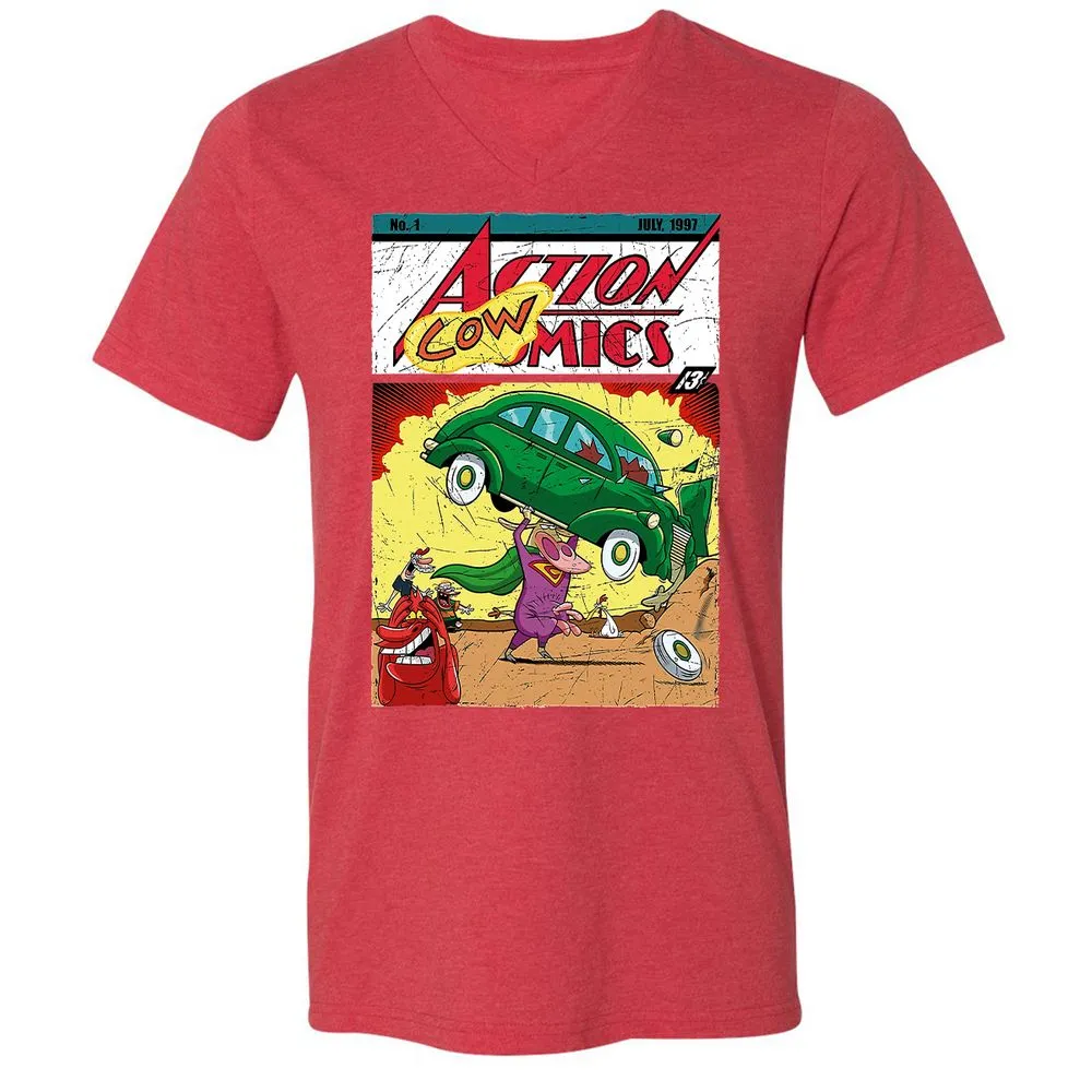 Unisex V-Neck T-Shirt - B6DDSGGC - Heather Red - 16