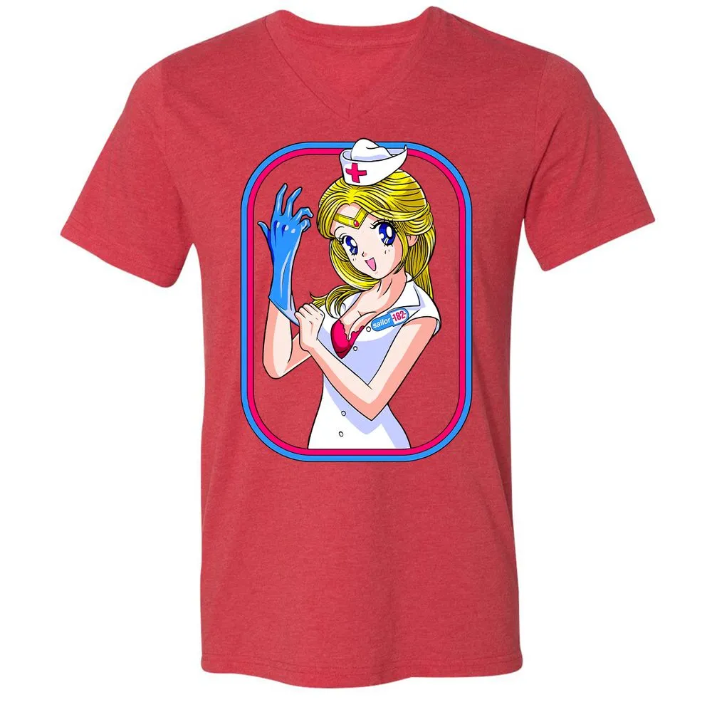 Unisex V-Neck T-Shirt - X7ZT92US - Heather Red - 16