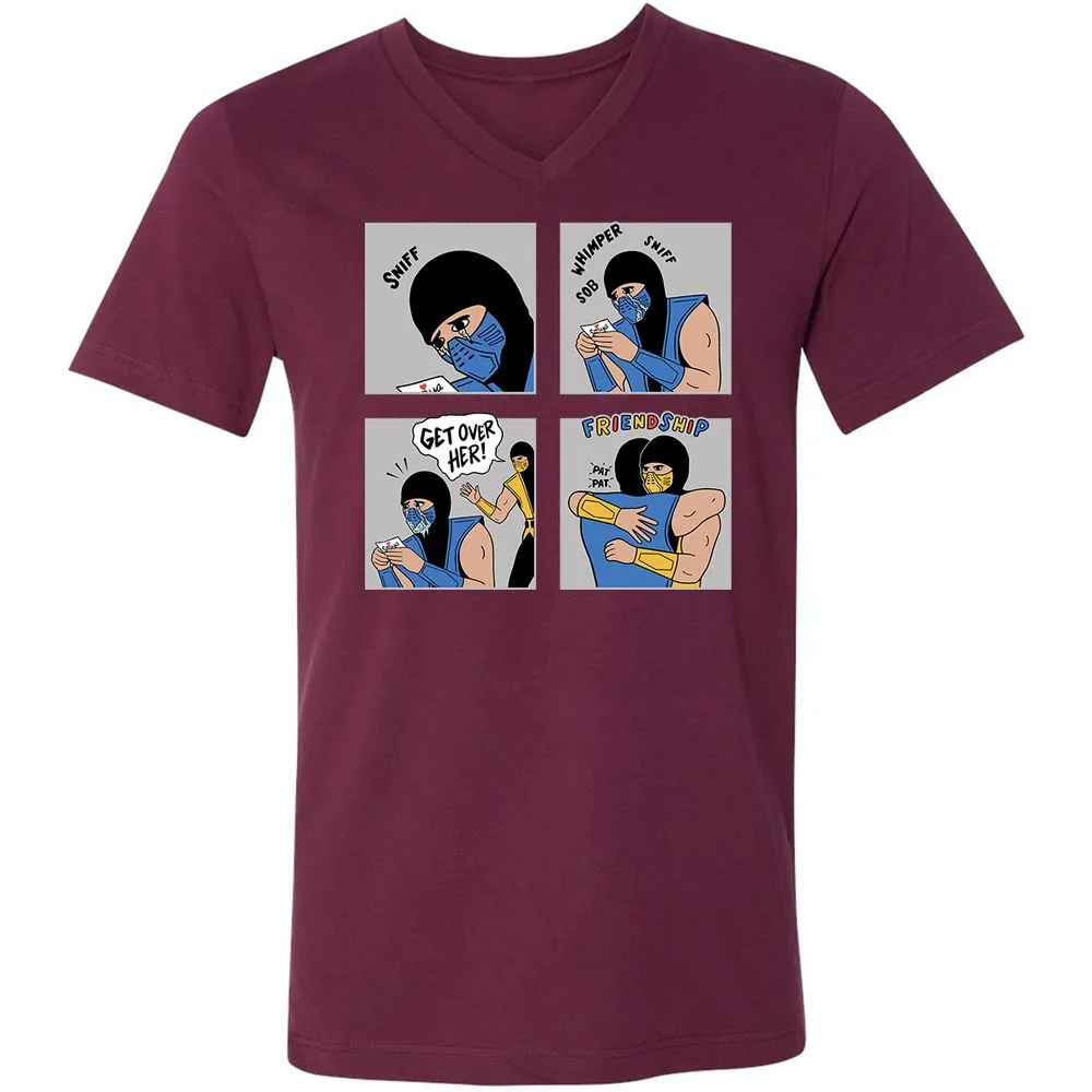 Unisex V-Neck T-Shirt - 77UYTX1L - Maroon - 6