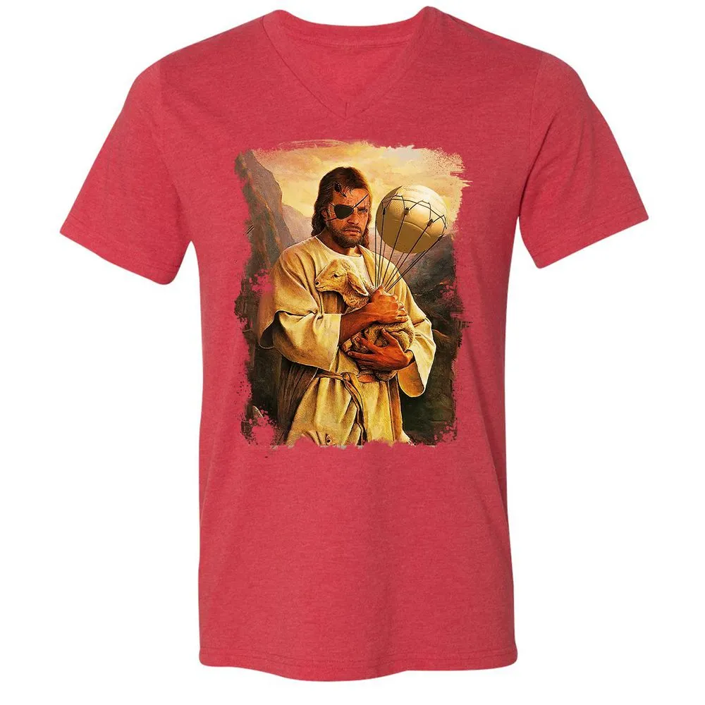 Unisex V-Neck T-Shirt - AM89FL92 - Heather Red - 16