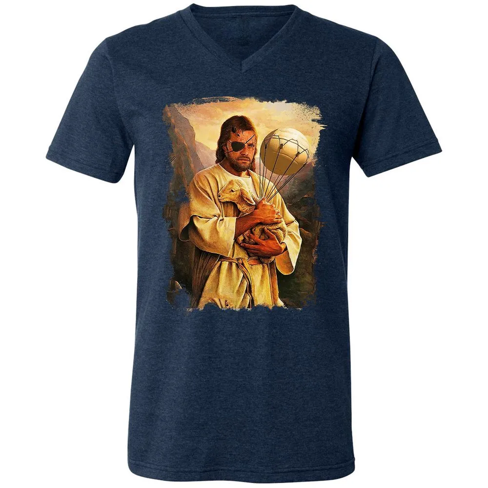 Unisex V-Neck T-Shirt - AM89FL92 - Heather Navy - 15