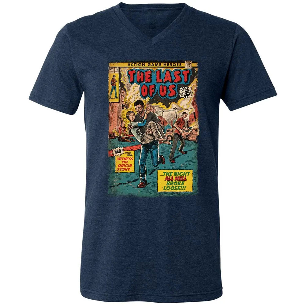 Unisex V-Neck T-Shirt - 66ESQ295 - Heather Navy - 15