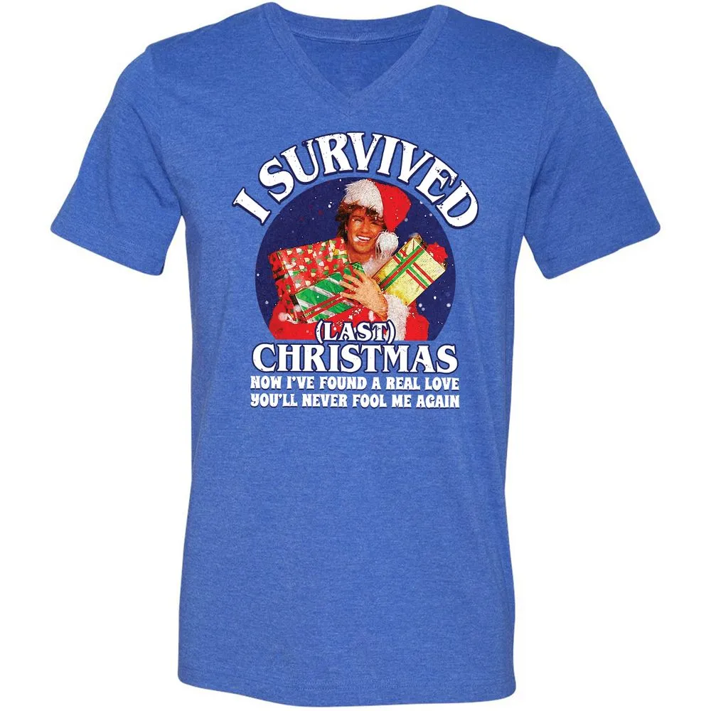 Unisex V-Neck T-Shirt - Q3HAJ973 - Heather True Royal - 14