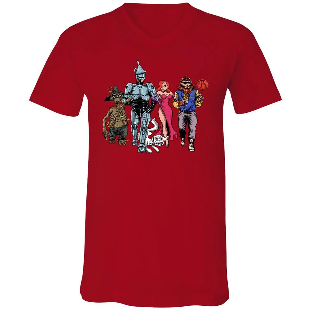 Unisex V-Neck T-Shirt - WKZJNMUW - Red - 3