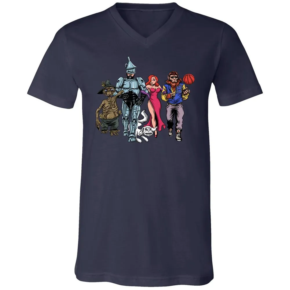 Unisex V-Neck T-Shirt - WKZJNMUW - Navy - 2