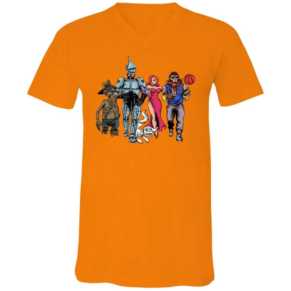 Unisex V-Neck T-Shirt - WKZJNMUW - Orange - 11