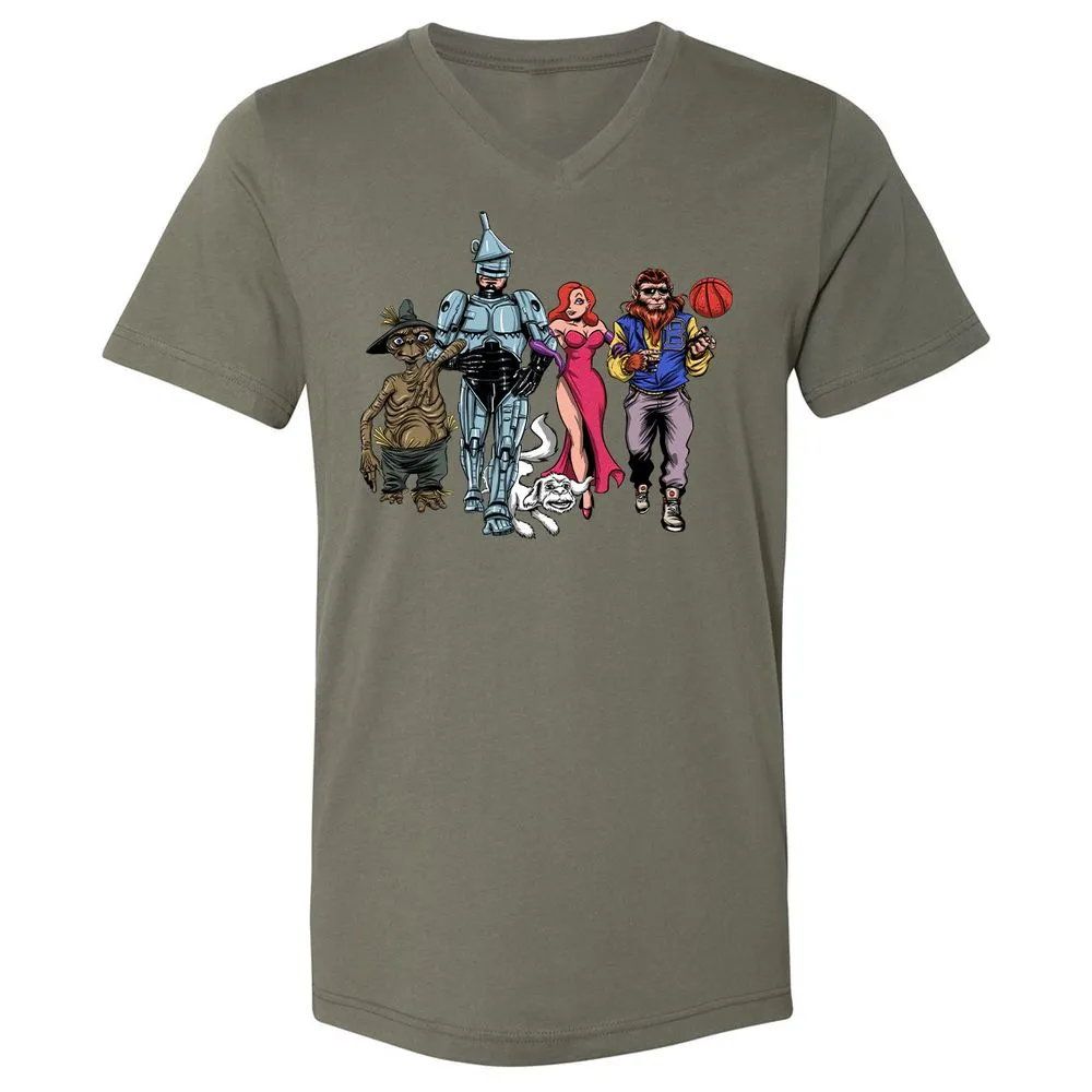 Unisex V-Neck T-Shirt - WKZJNMUW - Military Green - 10