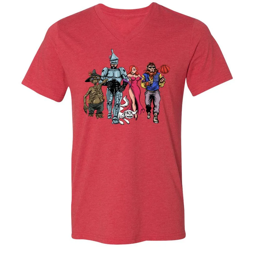 Unisex V-Neck T-Shirt - WKZJNMUW - Heather Red - 16