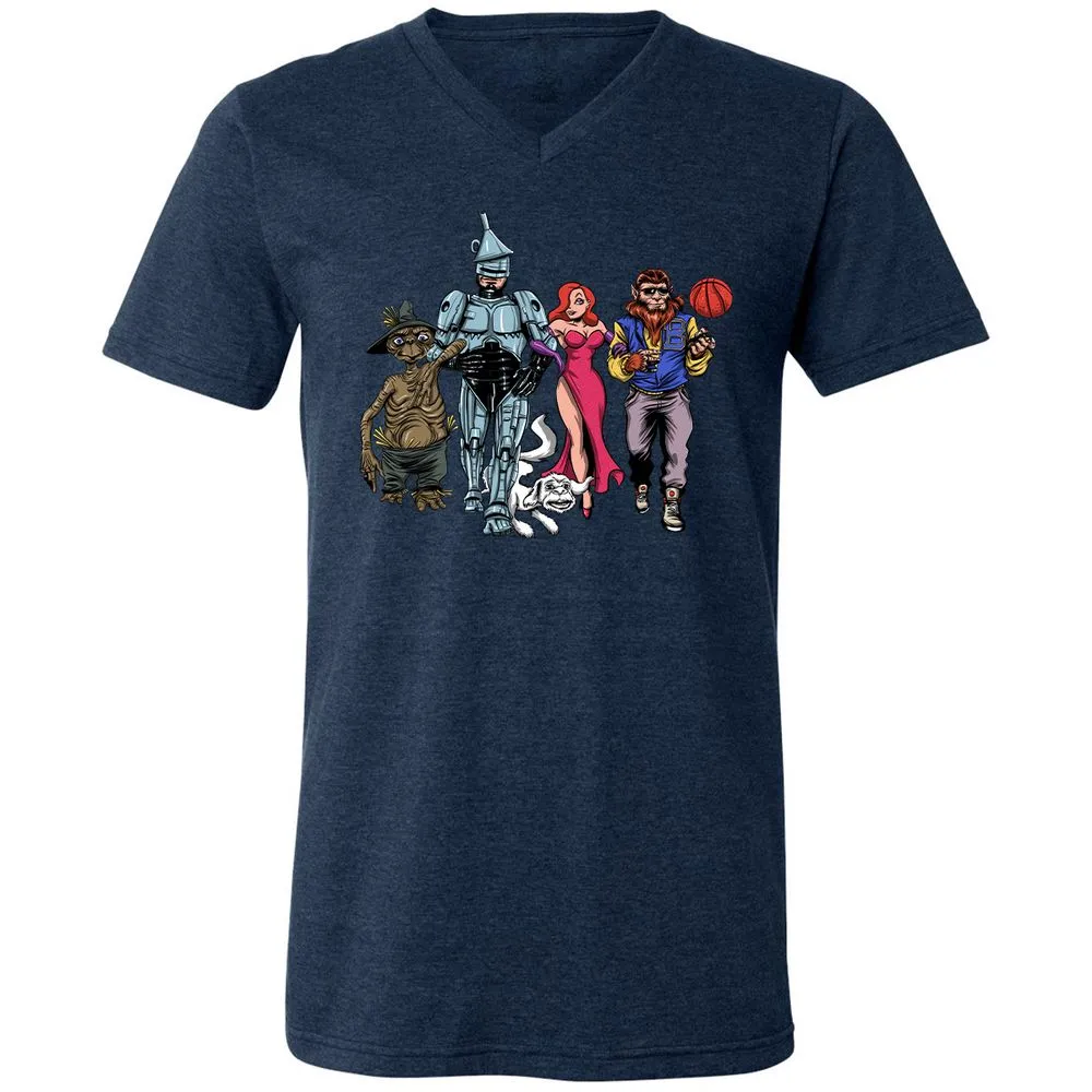 Unisex V-Neck T-Shirt - WKZJNMUW - Heather Navy - 15