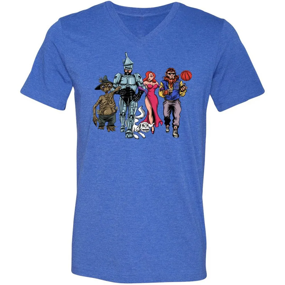 Unisex V-Neck T-Shirt - WKZJNMUW - Heather True Royal - 14