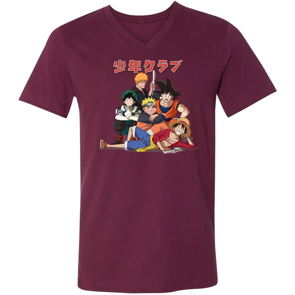 Unisex V-Neck T-Shirt - B54SA8AQ - Maroon - 6