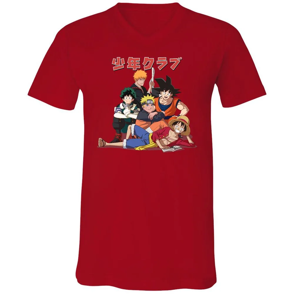 Unisex V-Neck T-Shirt - B54SA8AQ - Red - 3