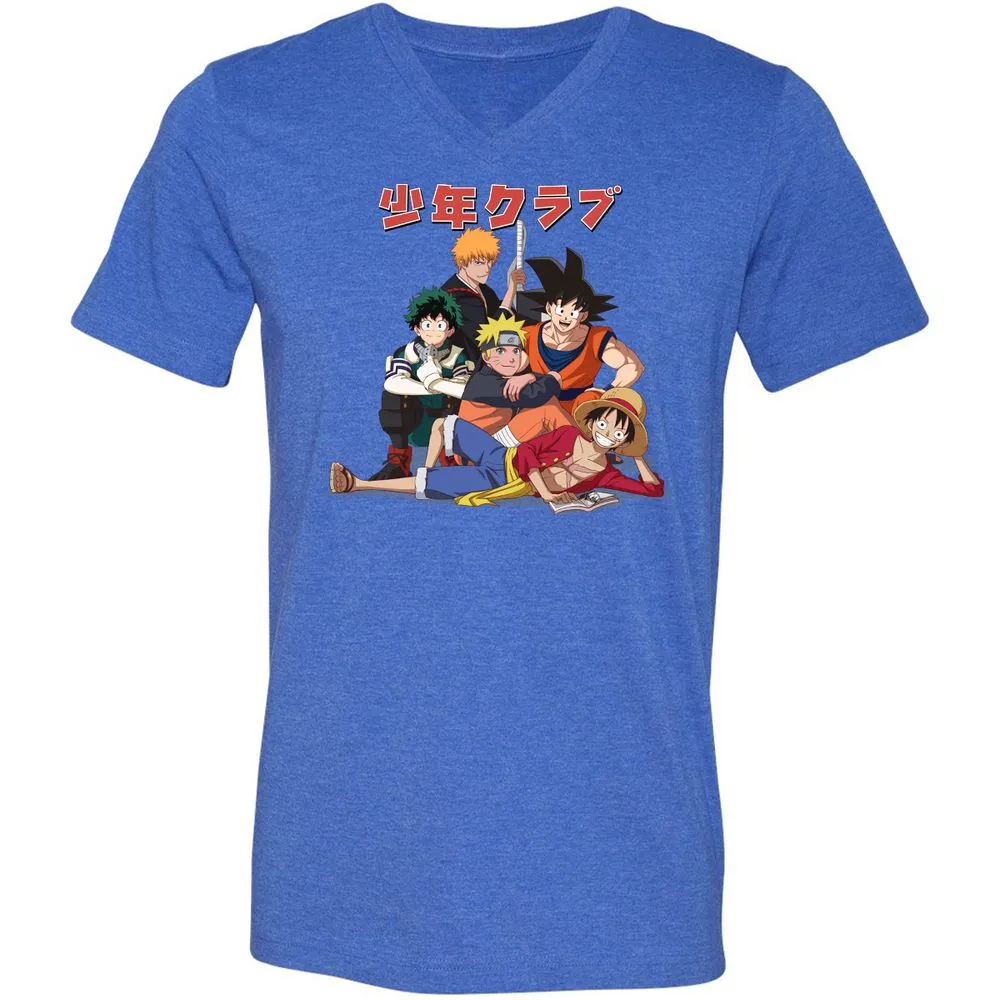 Unisex V-Neck T-Shirt - B54SA8AQ - Heather True Royal - 14