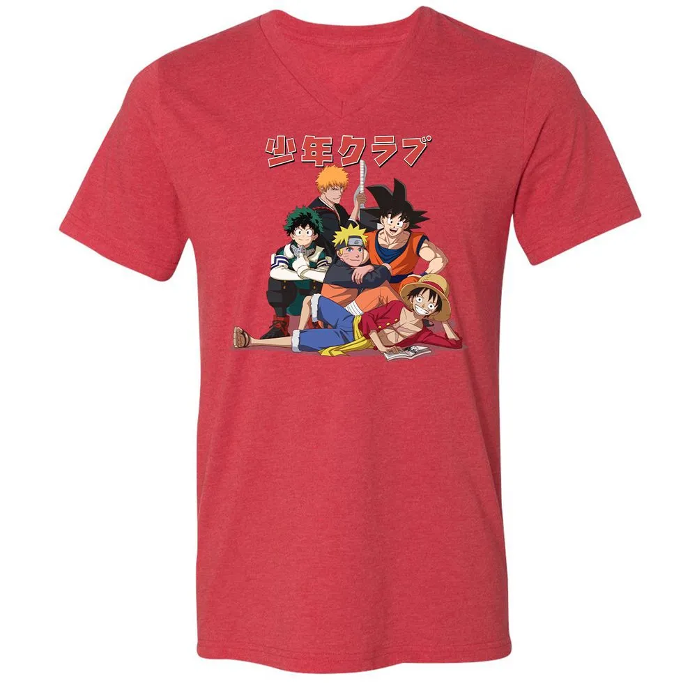 Unisex V-Neck T-Shirt - B54SA8AQ - Heather Red - 16