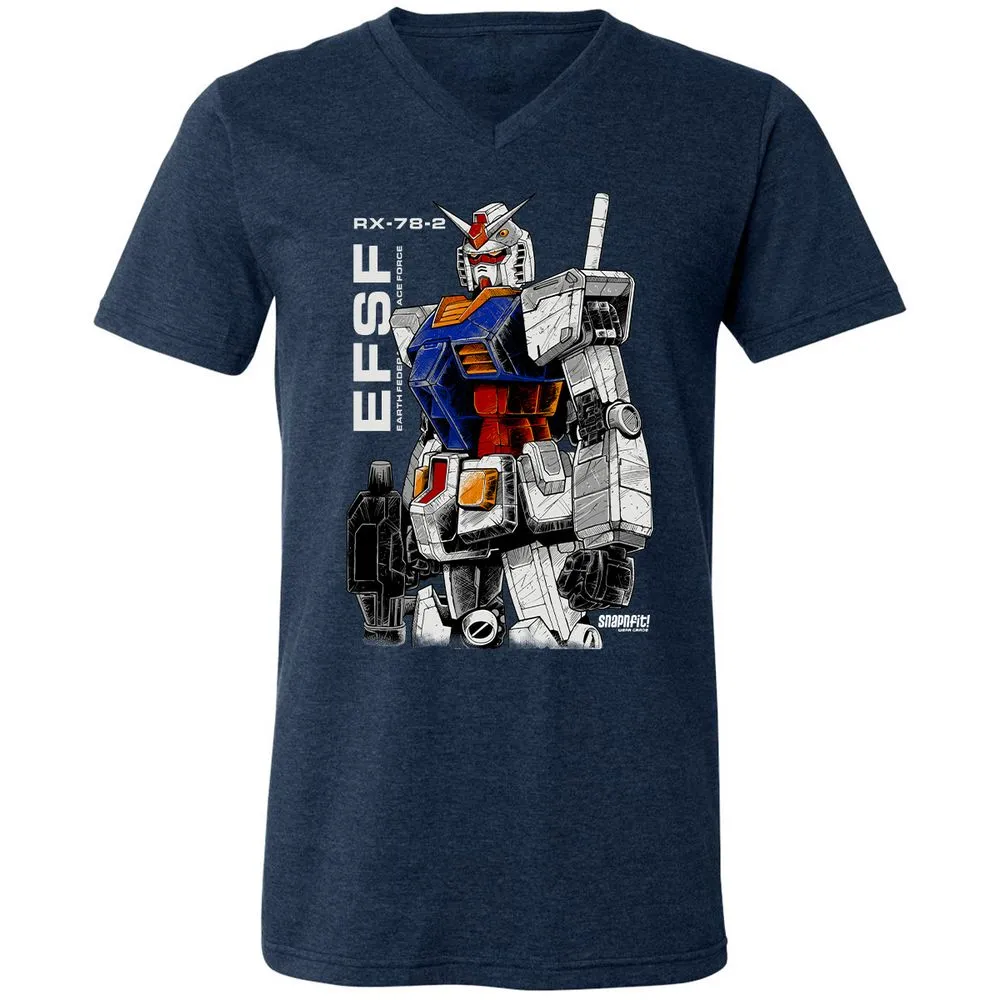 Unisex V-Neck T-Shirt - Z2ESLX2Q - Heather Navy - 15