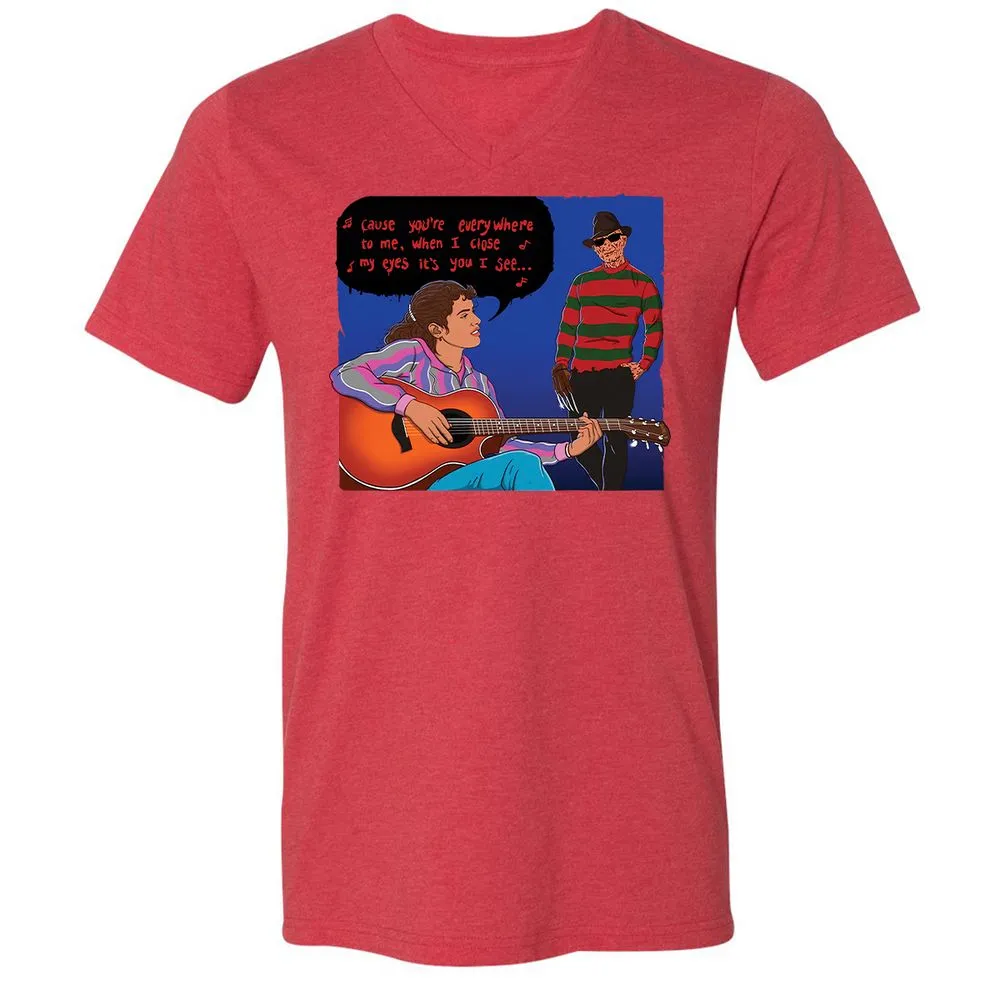 Unisex V-Neck T-Shirt - 9Z9Q9LC5 - Heather Red - 16