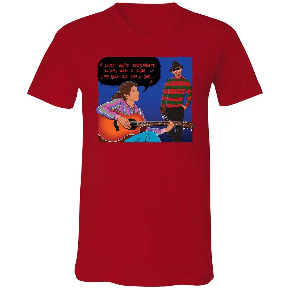 Unisex V-Neck T-Shirt - 9Z9Q9LC5 - Red - 3