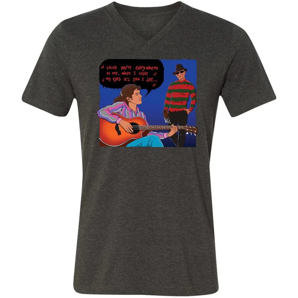 Unisex V-Neck T-Shirt - 9Z9Q9LC5 - Dark Grey Heather - 8