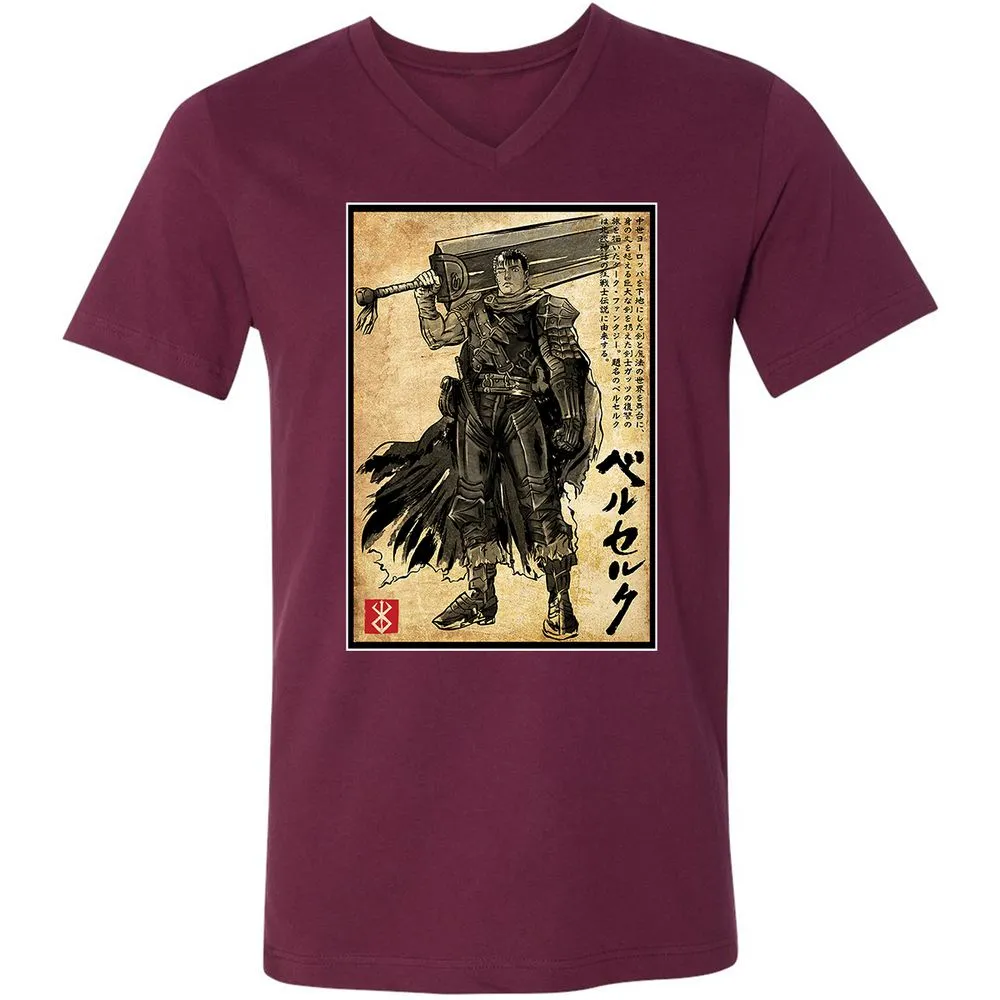 Unisex V-Neck T-Shirt - 6V9UDS5Q - Maroon - 6
