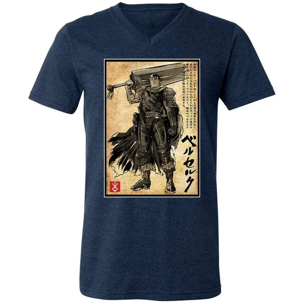 Unisex V-Neck T-Shirt - 6V9UDS5Q - Heather Navy - 15