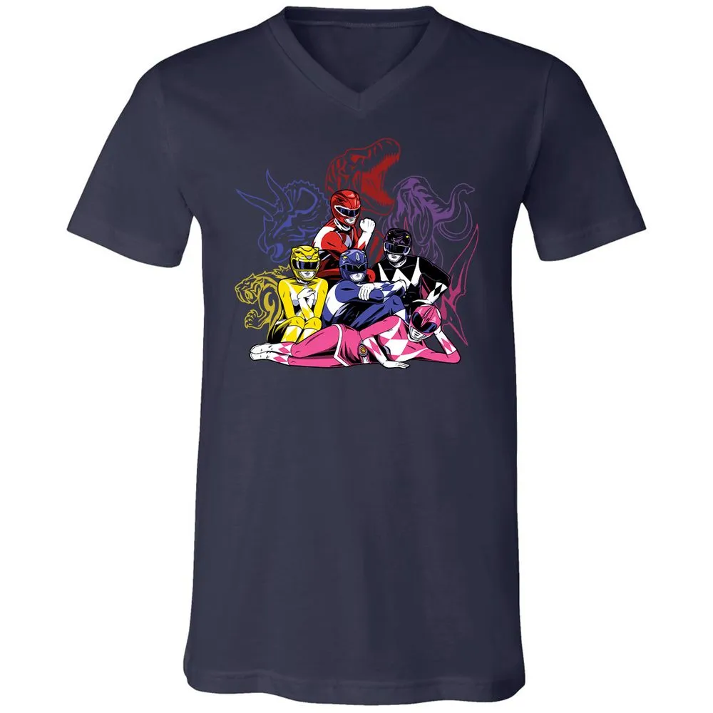 Unisex V-Neck T-Shirt - QYUWJPCK - Navy - 2