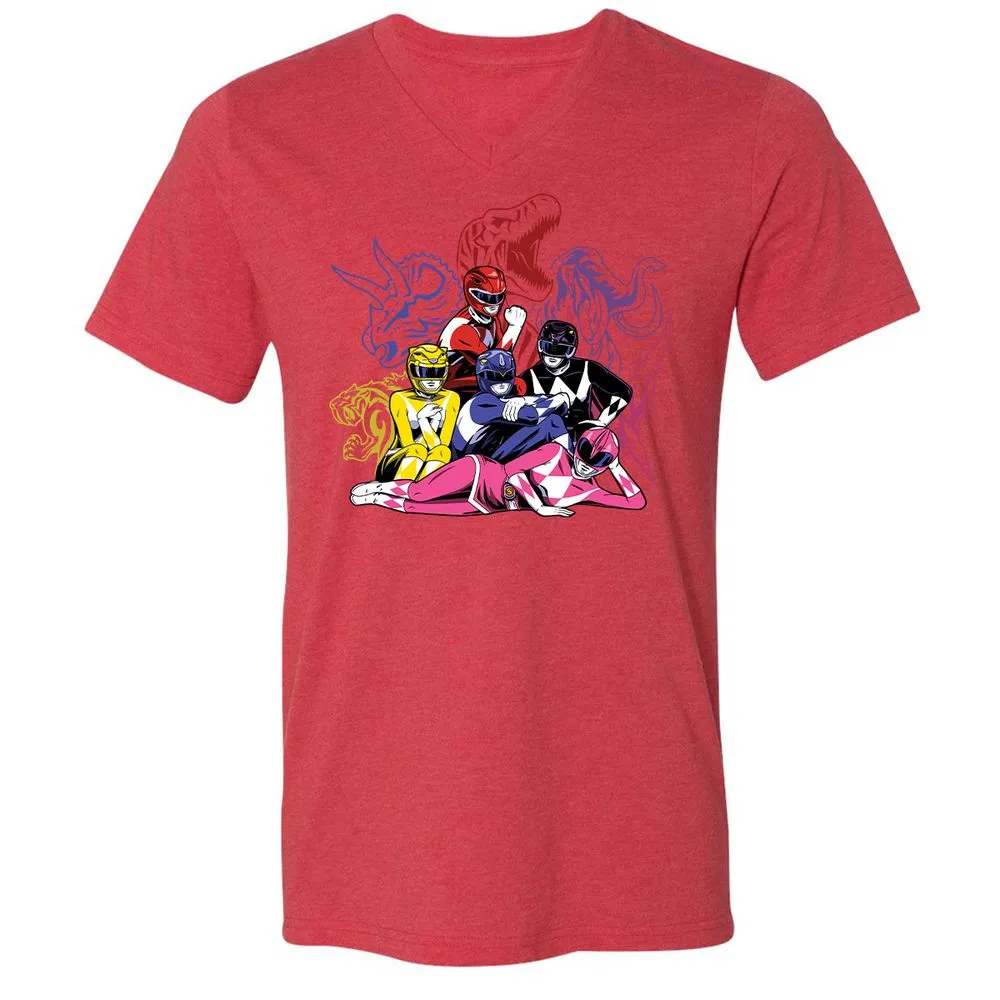 Unisex V-Neck T-Shirt - QYUWJPCK - Heather Red - 16