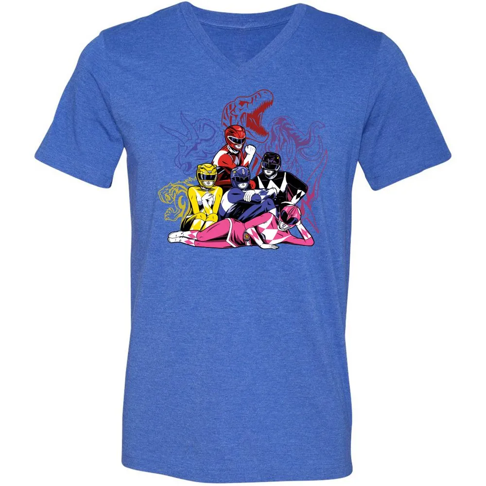 Unisex V-Neck T-Shirt - QYUWJPCK - Heather True Royal - 14