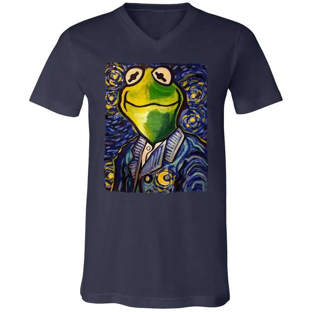 Unisex V-Neck T-Shirt - 6FKS3H8N - Navy - 2