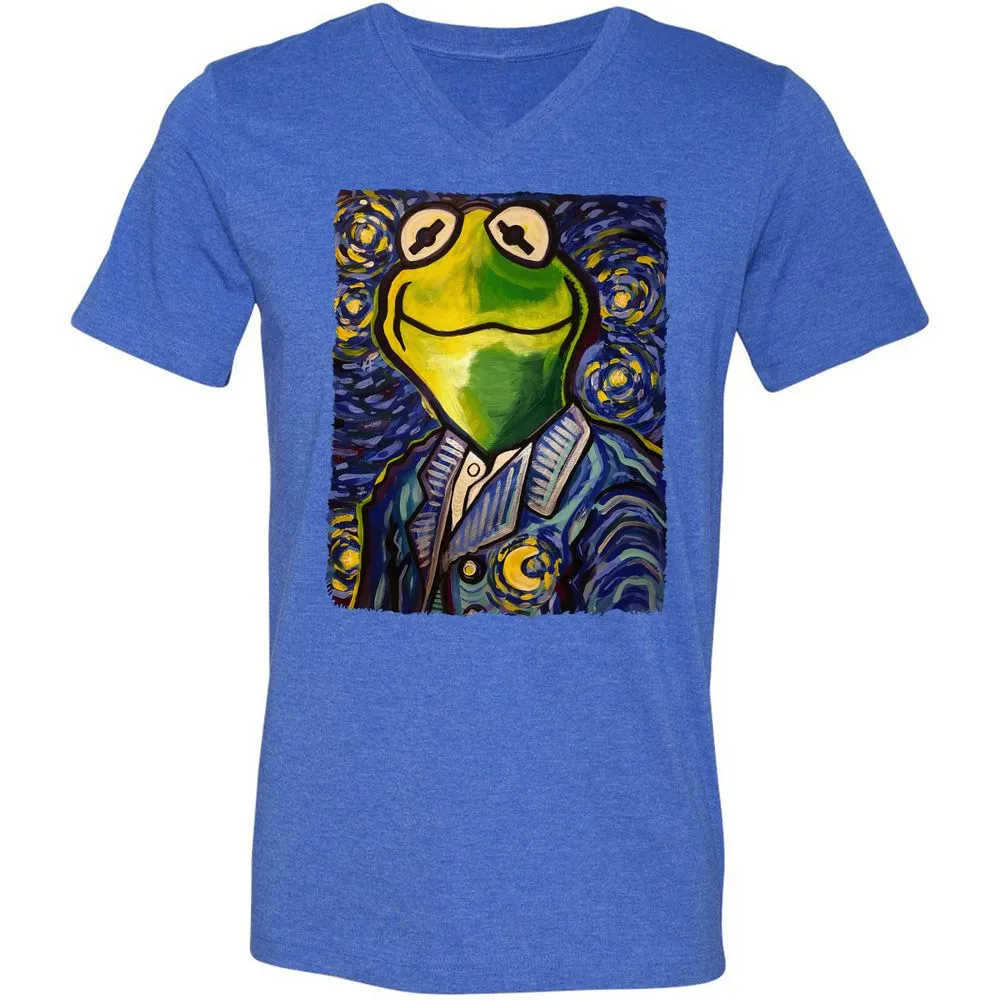 Unisex V-Neck T-Shirt - 6FKS3H8N - Heather True Royal - 14