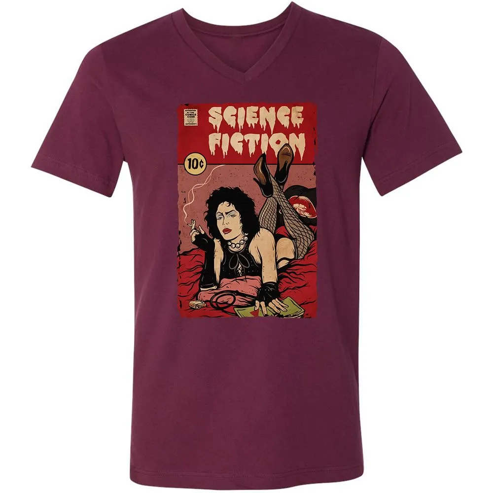 Unisex V-Neck T-Shirt - BDRC7EDK - Maroon - 6