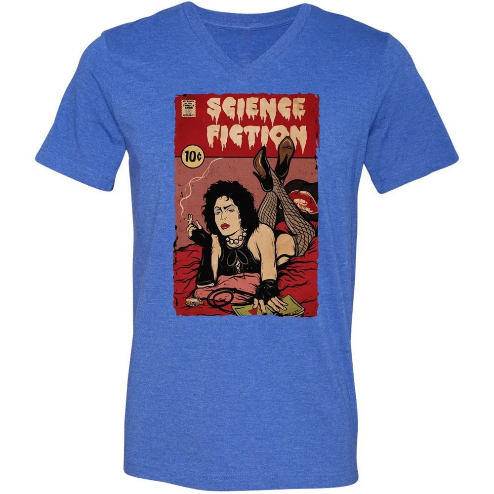 Unisex V-Neck T-Shirt - BDRC7EDK - Heather True Royal - 14