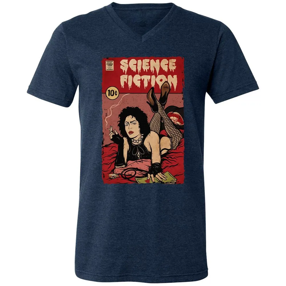 Unisex V-Neck T-Shirt - BDRC7EDK - Heather Navy - 15