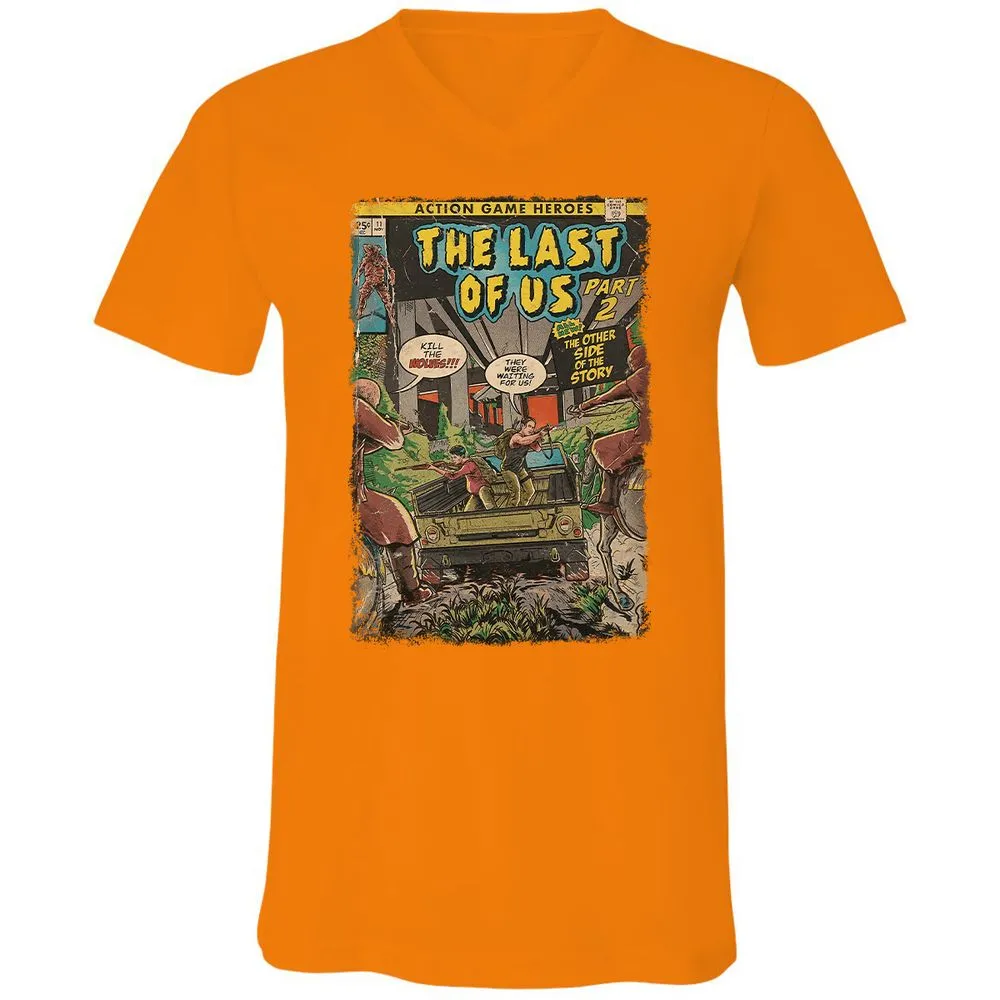 Unisex V-Neck T-Shirt - QBN8K7VB - Orange - 11