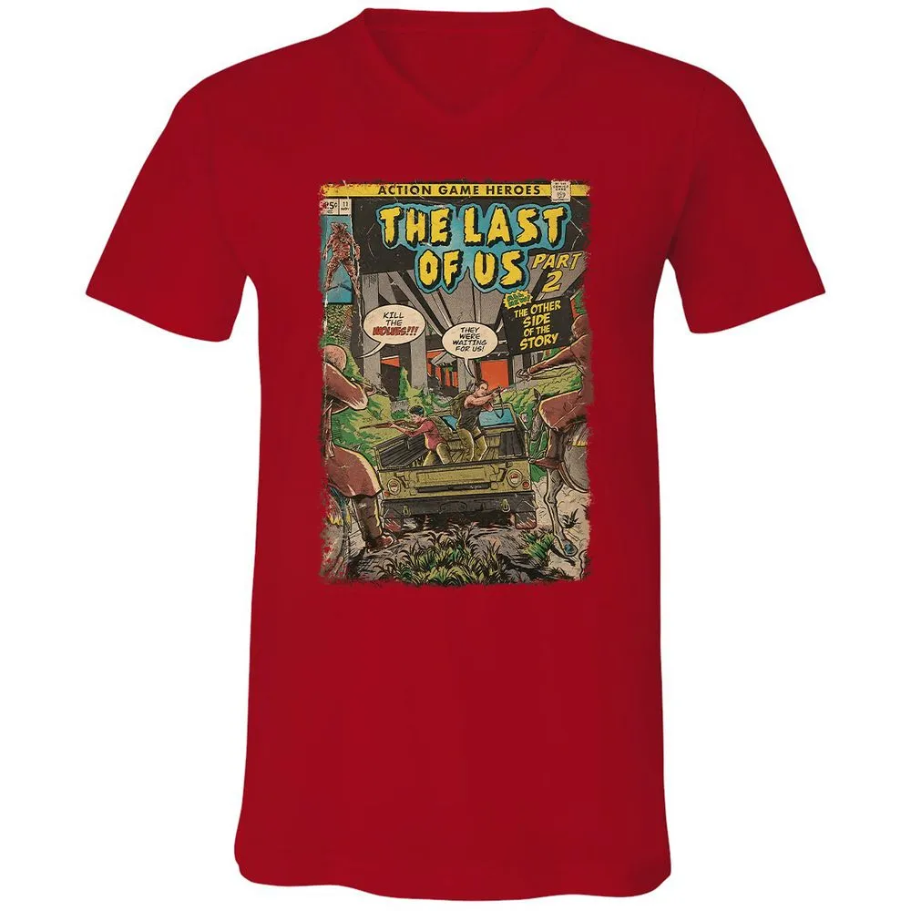 Unisex V-Neck T-Shirt - QBN8K7VB - Red - 3
