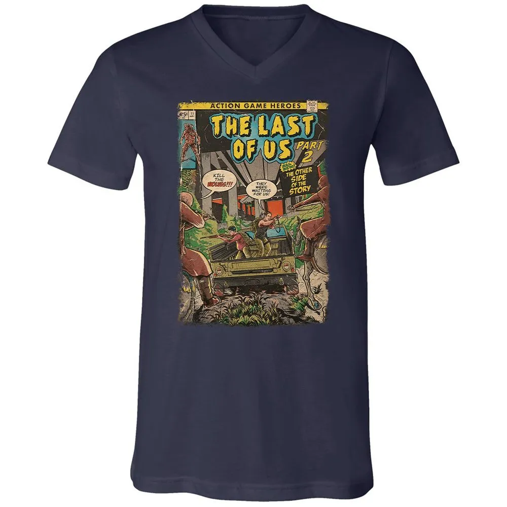 Unisex V-Neck T-Shirt - QBN8K7VB - Navy - 2