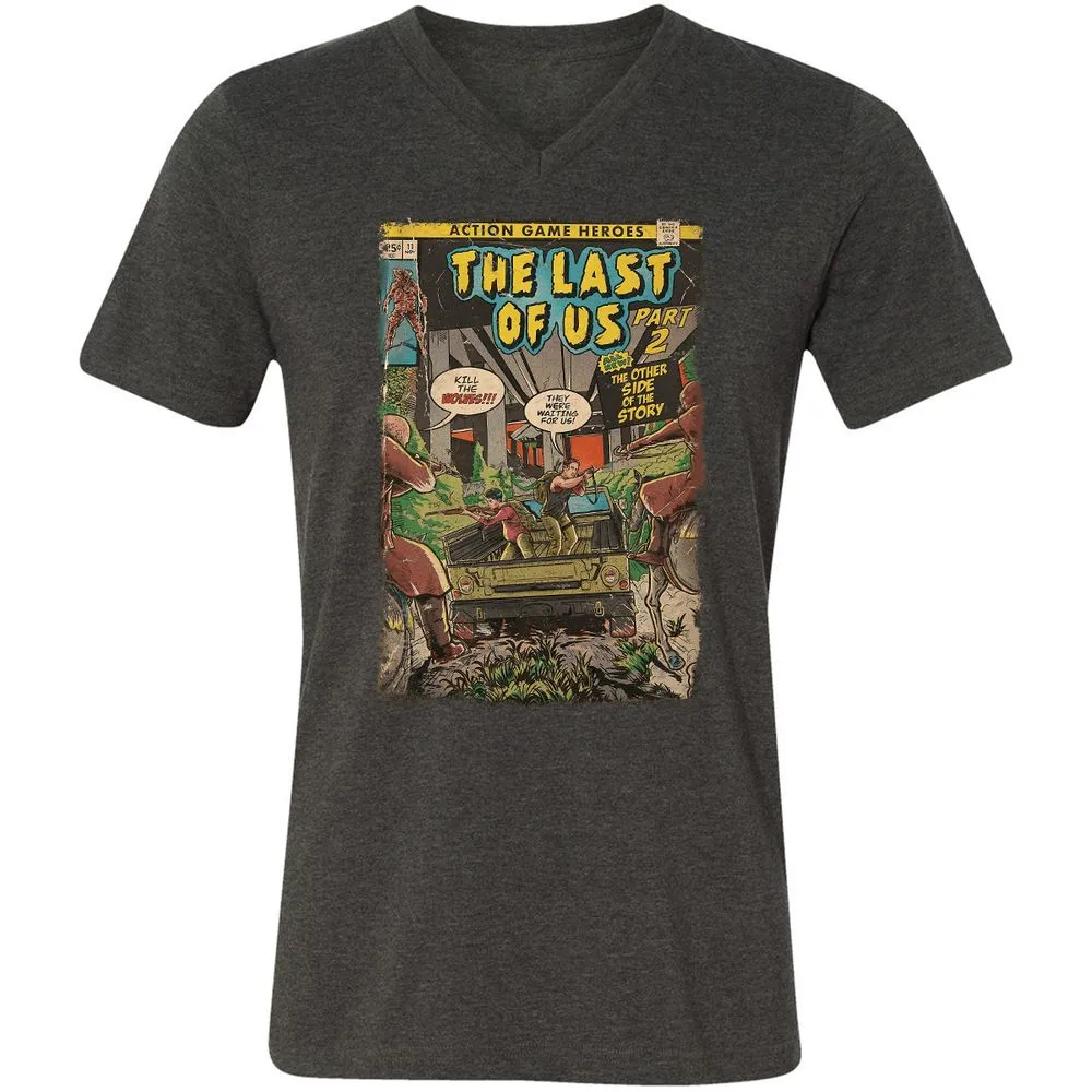 Unisex V-Neck T-Shirt - QBN8K7VB - Dark Grey Heather - 8