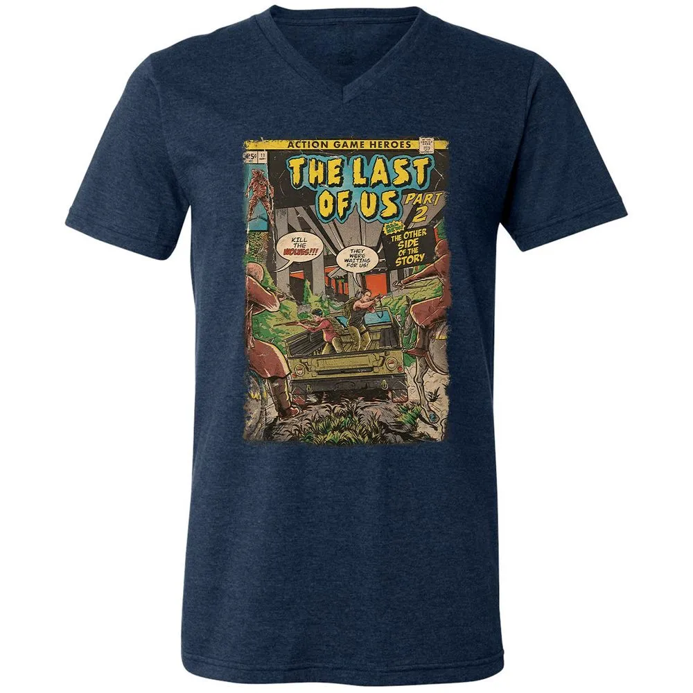 Unisex V-Neck T-Shirt - QBN8K7VB - Heather Navy - 15
