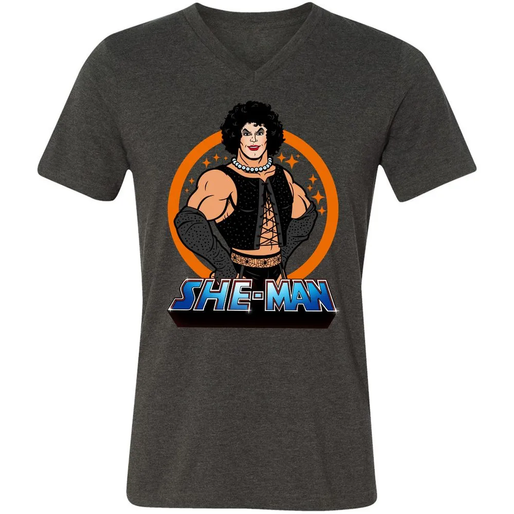 Unisex V-Neck T-Shirt - NRWP44AS - Dark Grey Heather - 8