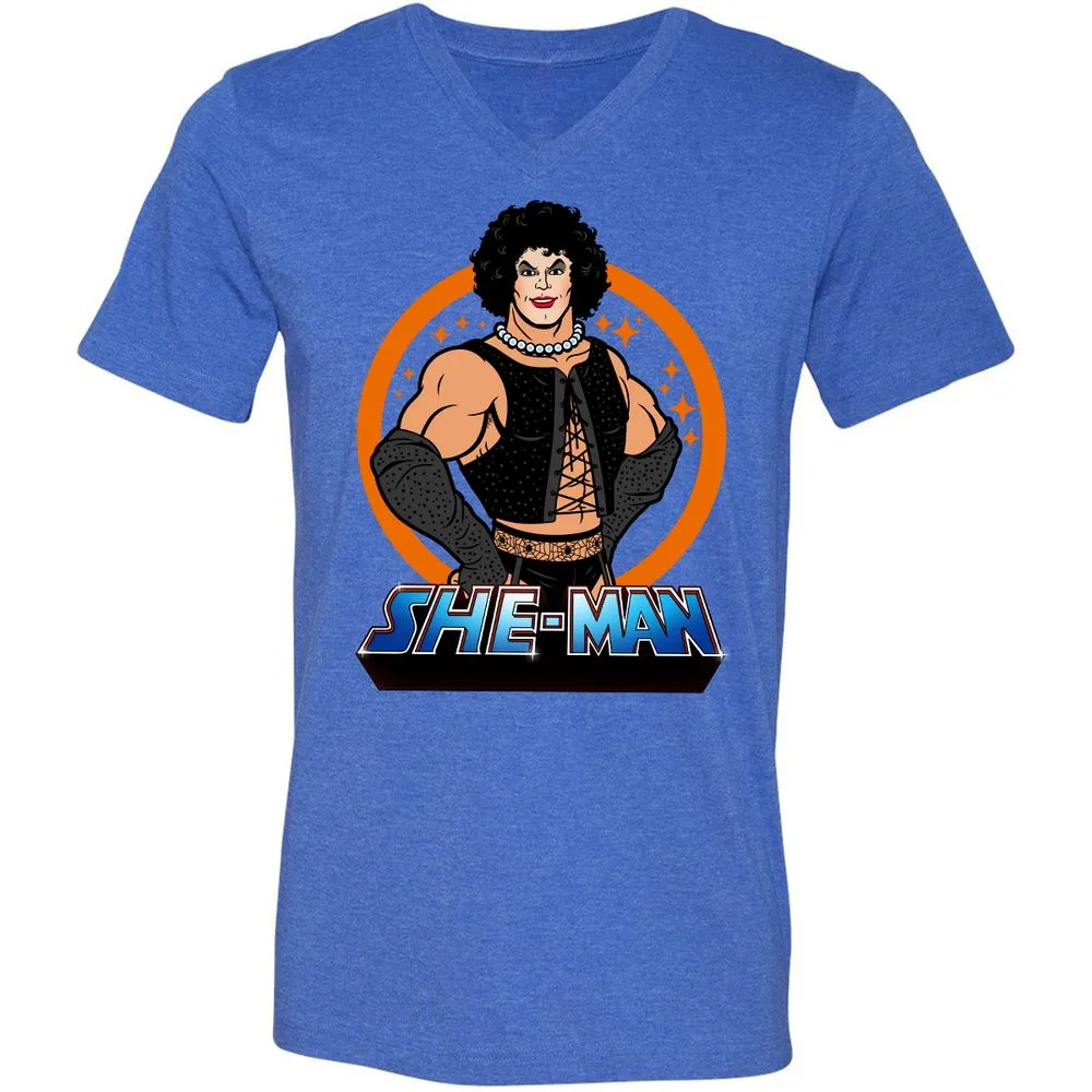 Unisex V-Neck T-Shirt - NRWP44AS - Heather True Royal - 14