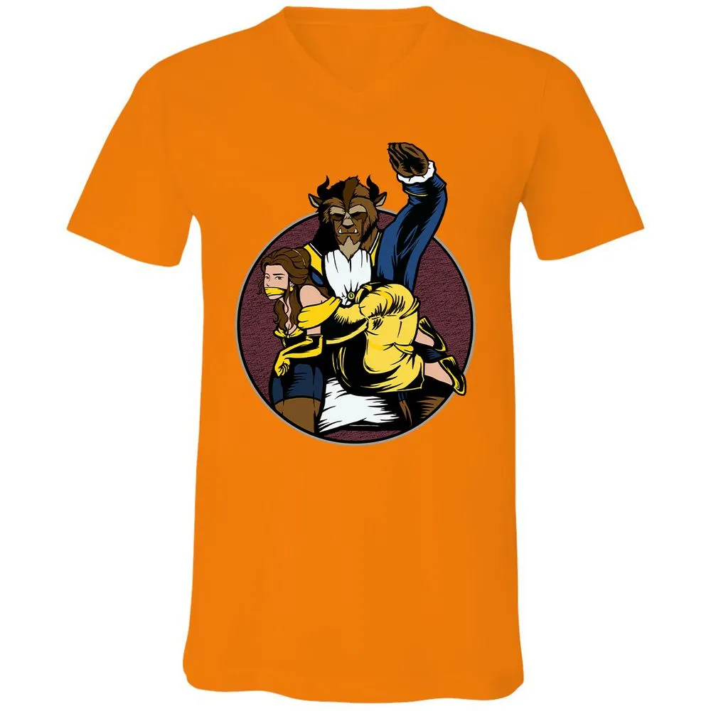 Unisex V-Neck T-Shirt - 41B8CMJA - Orange - 11