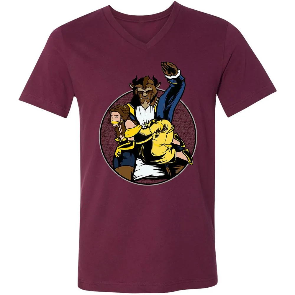 Unisex V-Neck T-Shirt - 41B8CMJA - Maroon - 6
